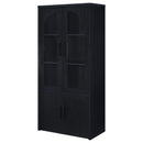Riva 4-door Tall Accent Display Cabinet LED Lighting Black