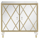 Astilbe 2-door Mirrored Accent Cabinet Silver and Champagne