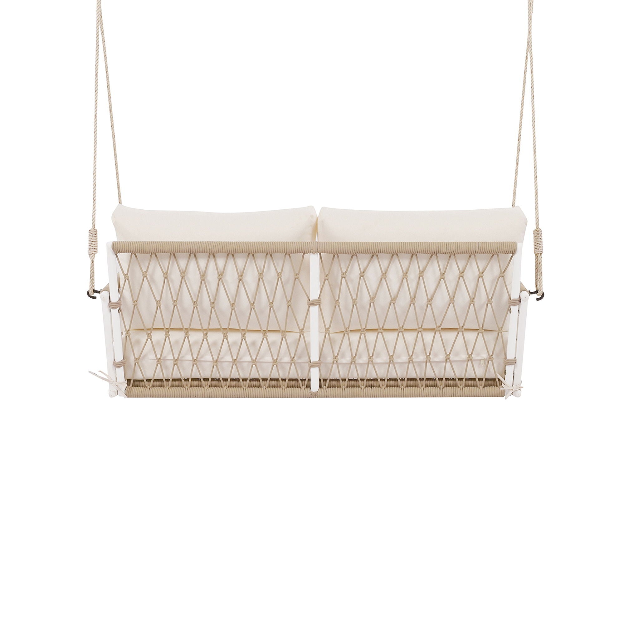 Outdoor Swing Sofa With Soft Cushions For Patio - Beige