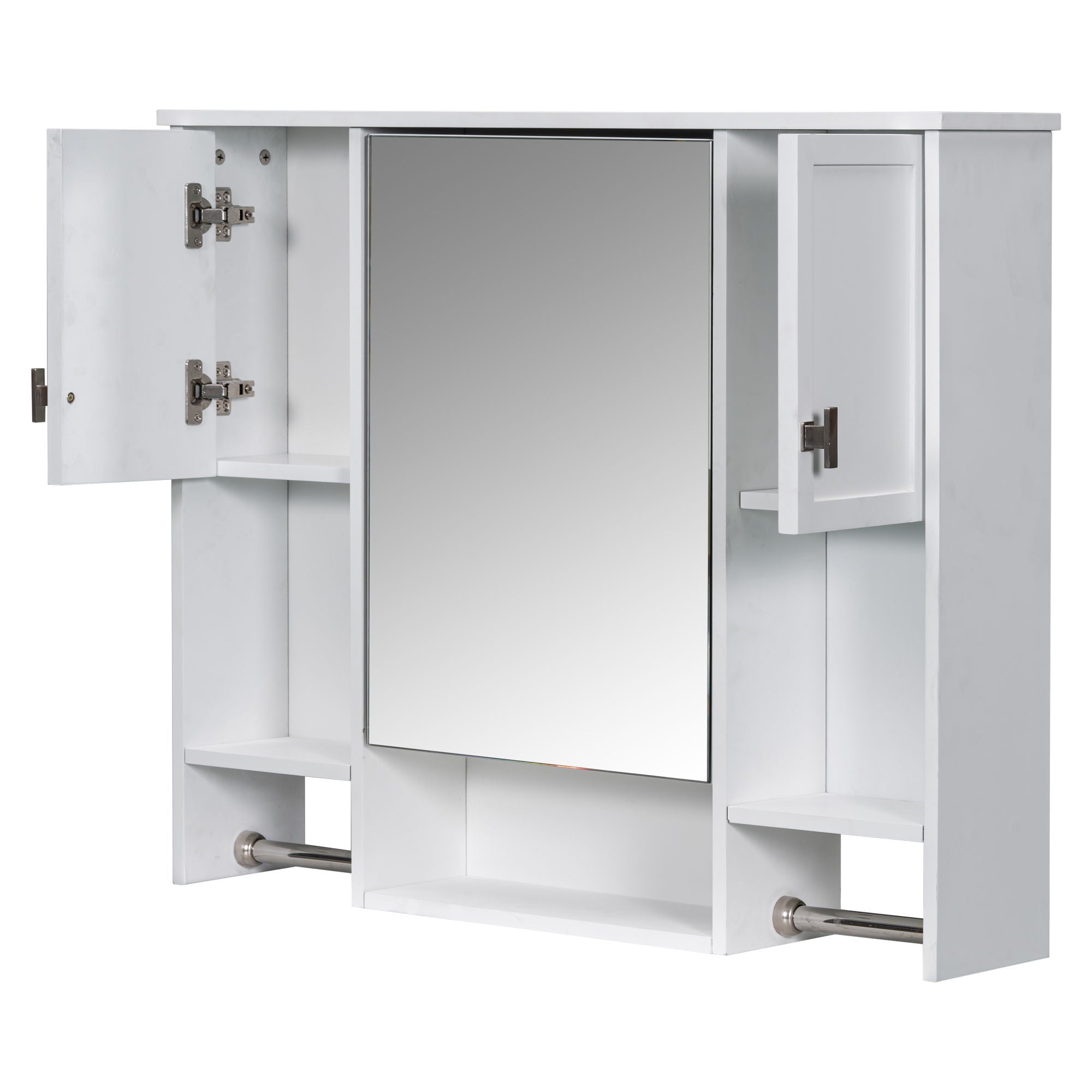 Wall Mounted Bathroom Storage Cabinet With Mirror, Medicine Cabinet With Towel Bar