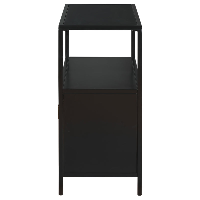 Amherst 3-shelf Radio Weave Cane Metal Accent Cabinet Black