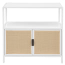 Amherst 3-shelf Radio Weave Cane Metal Accent Cabinet White