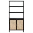 Amherst 3-shelf Radio Weave Cane Metal Accent Cabinet Black