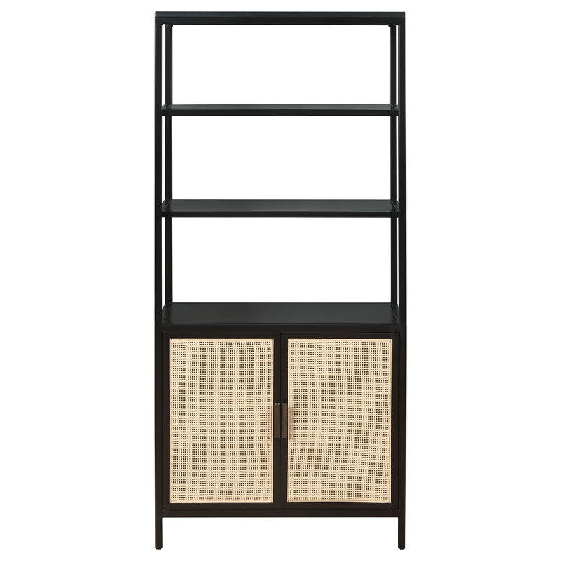 Amherst 3-shelf Radio Weave Cane Metal Accent Cabinet Black