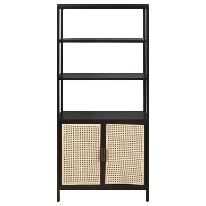 Amherst 3-shelf Radio Weave Cane Metal Accent Cabinet Black
