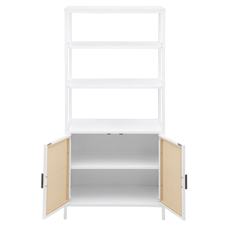 Amherst 3-shelf Radio Weave Cane Metal Accent Cabinet White