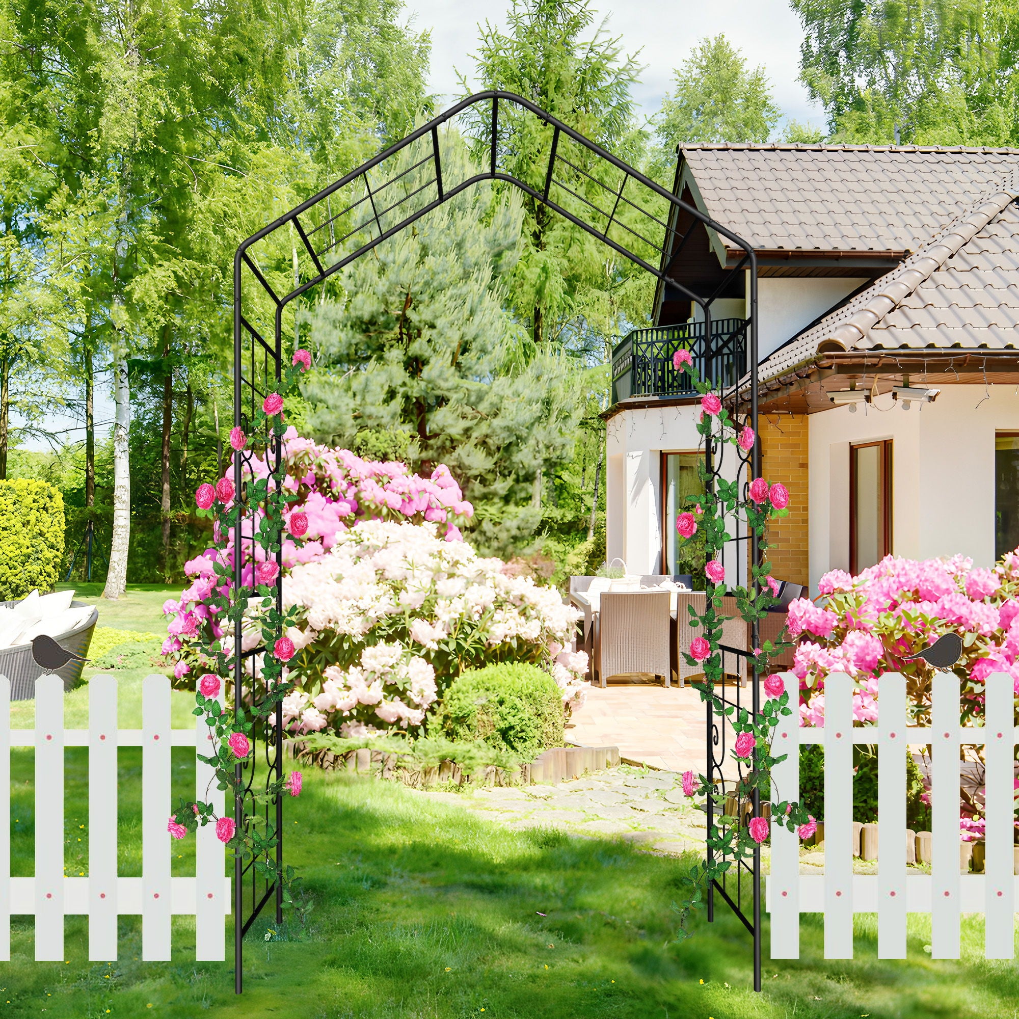 Garden Arch, Climbing Plants Support Outdoor - Black