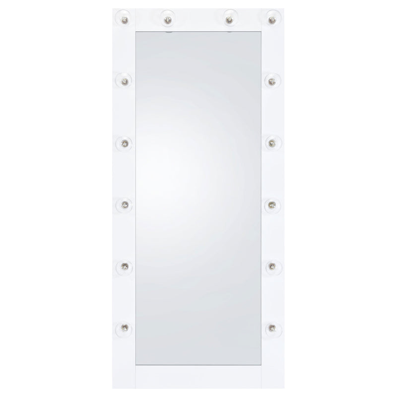 Zayan 32 x 71 Inch Floor Mirror LED Lighting Black Gloss