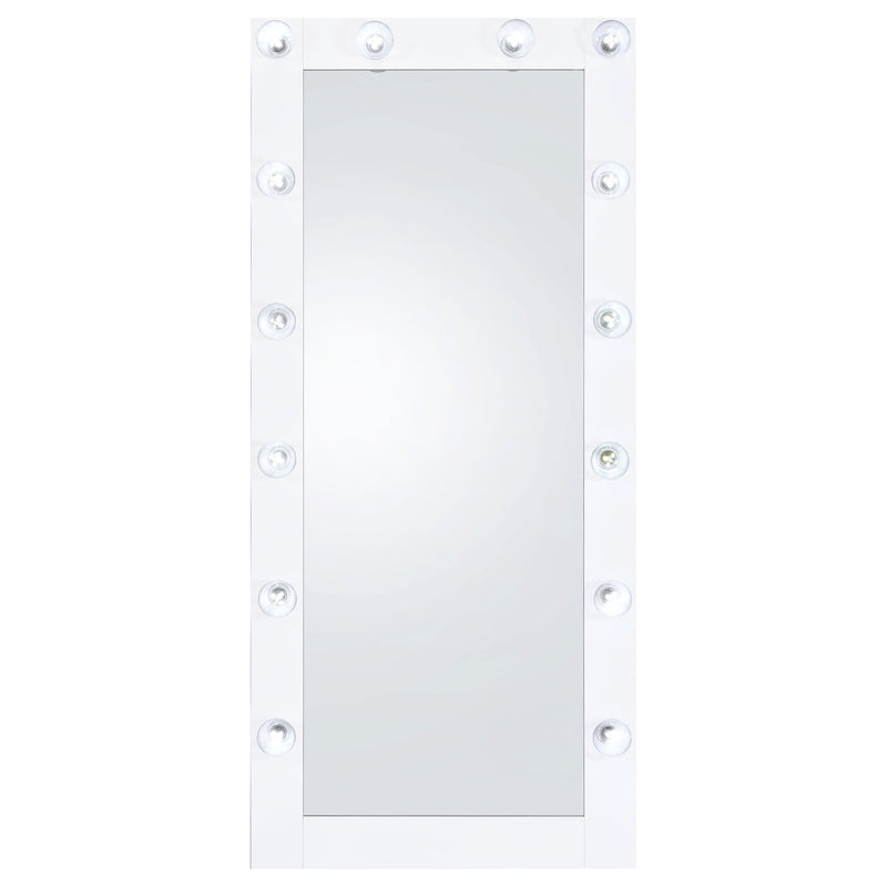 Zayan 32 x 71 Inch Floor Mirror LED Lighting Black Gloss
