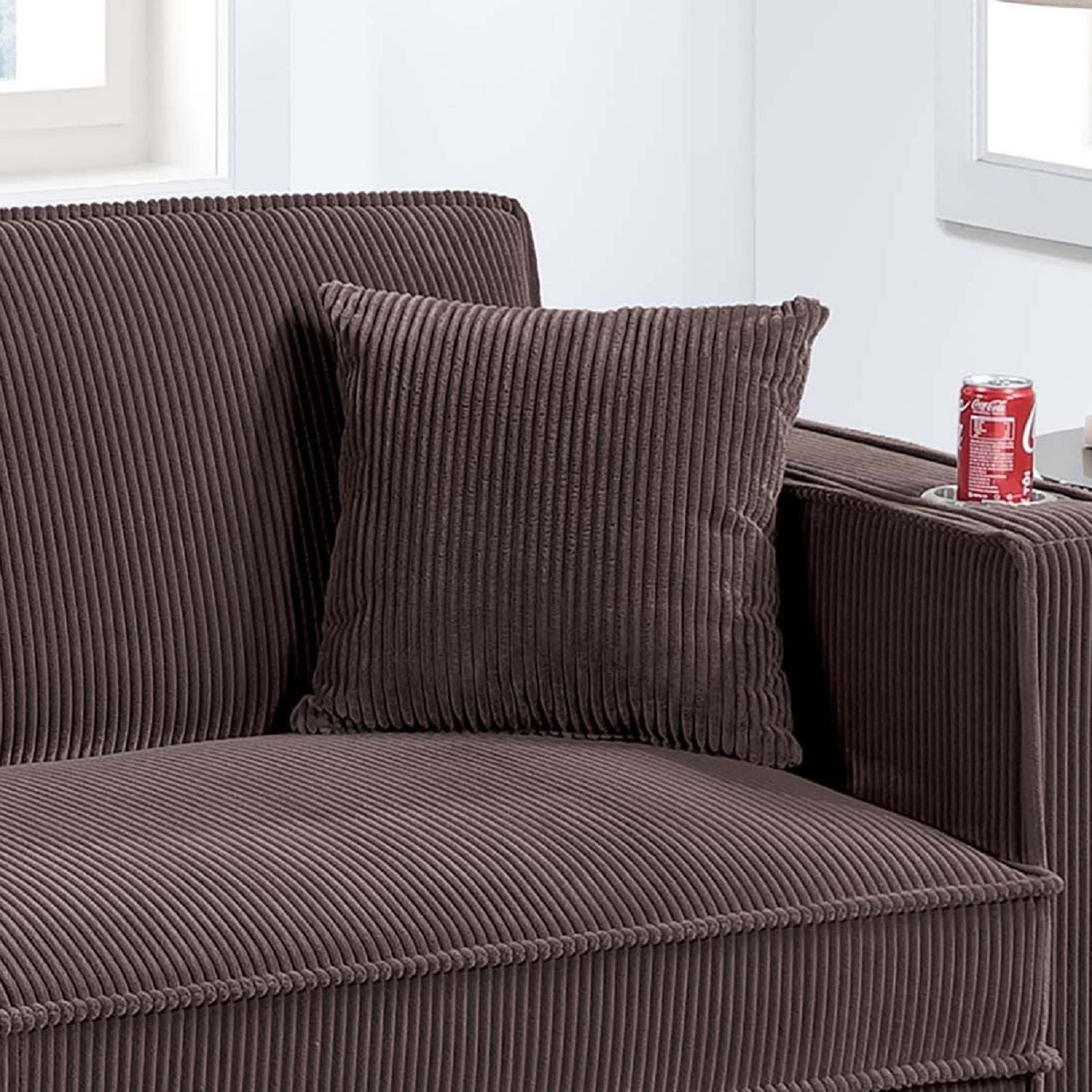 Modern Convertible Sofa With Hidden Storage USB Port, Cup Holder