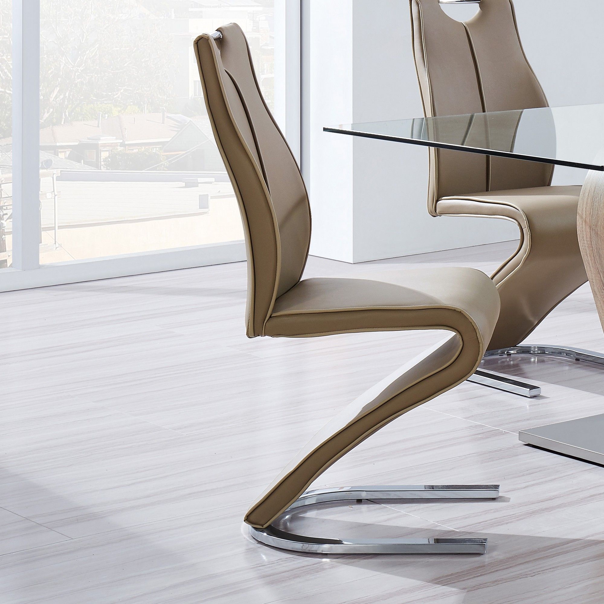 Tony - Dining Chairs (Set of 2) - Brown / Beige