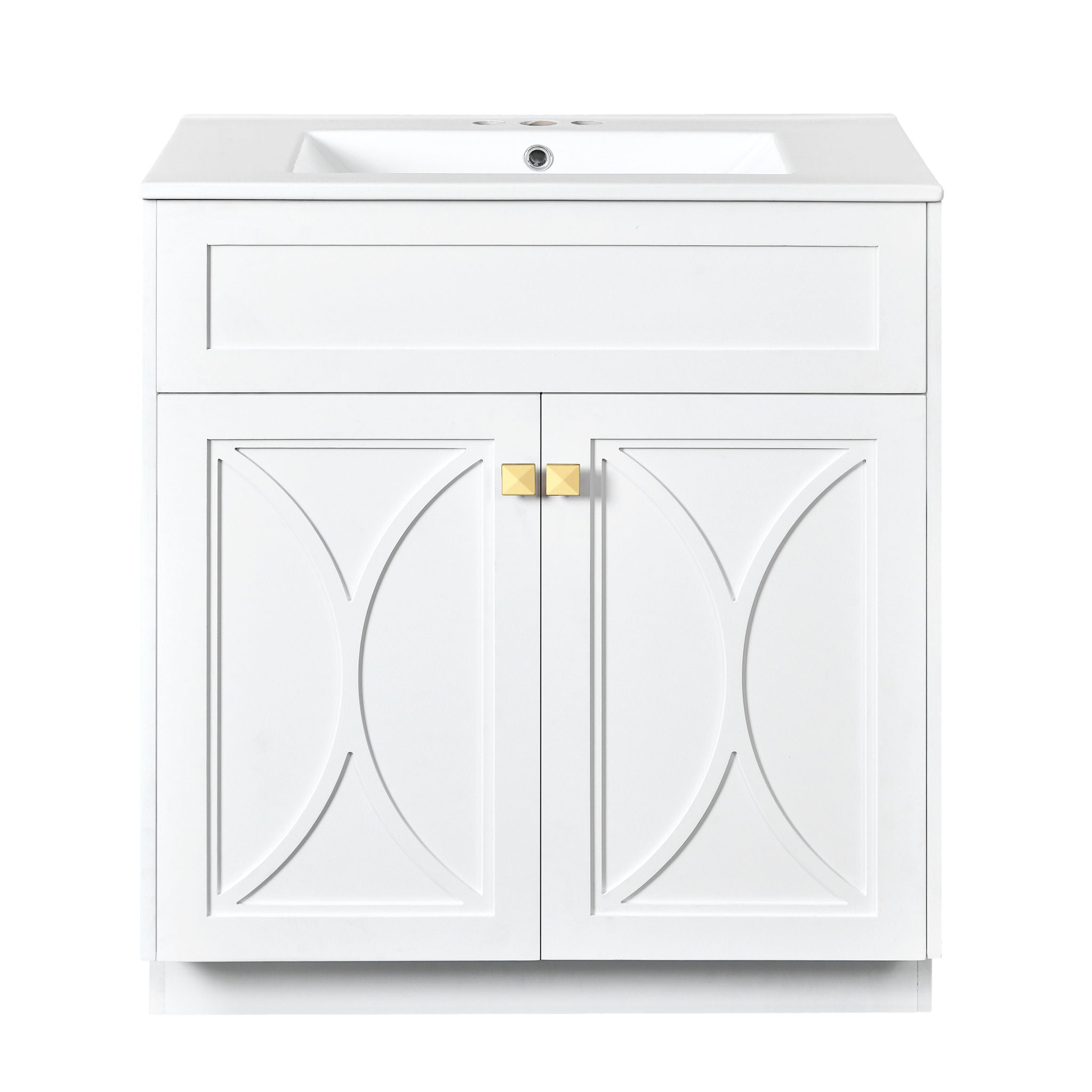 Bathroom Vanity With Sink, Freestanding Storage Cabinet With Handles, Soft Closing Doors