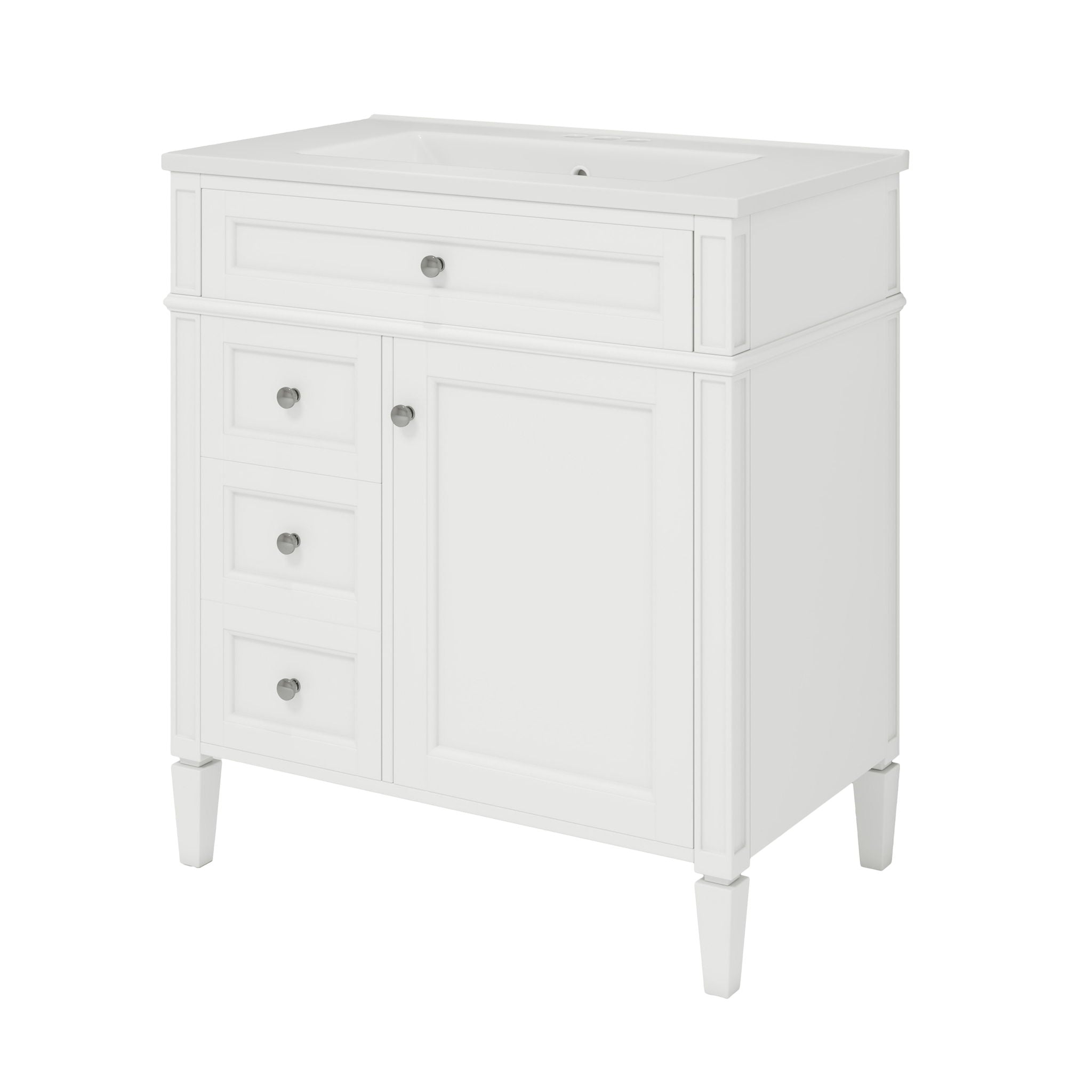 Bathroom Vanity With Top Sink, Modern Bathroom Storage Cabinet With 2 Drawers And A Tip-Out Drawer