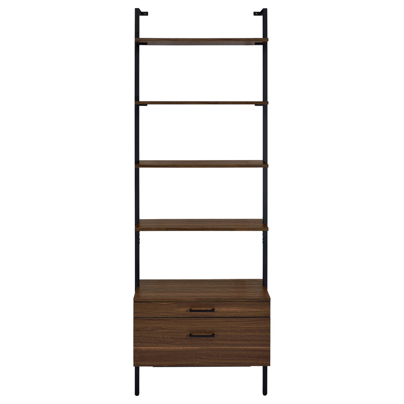 Owens  96-inch Wall Mounted Bookshelf Set Walnut