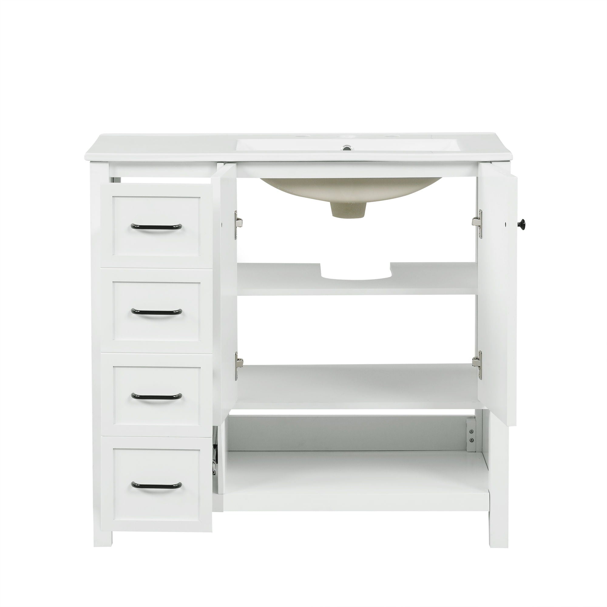 Modern Bathroom Vanity With Sink Top, 2 Doors And 2 Drawers