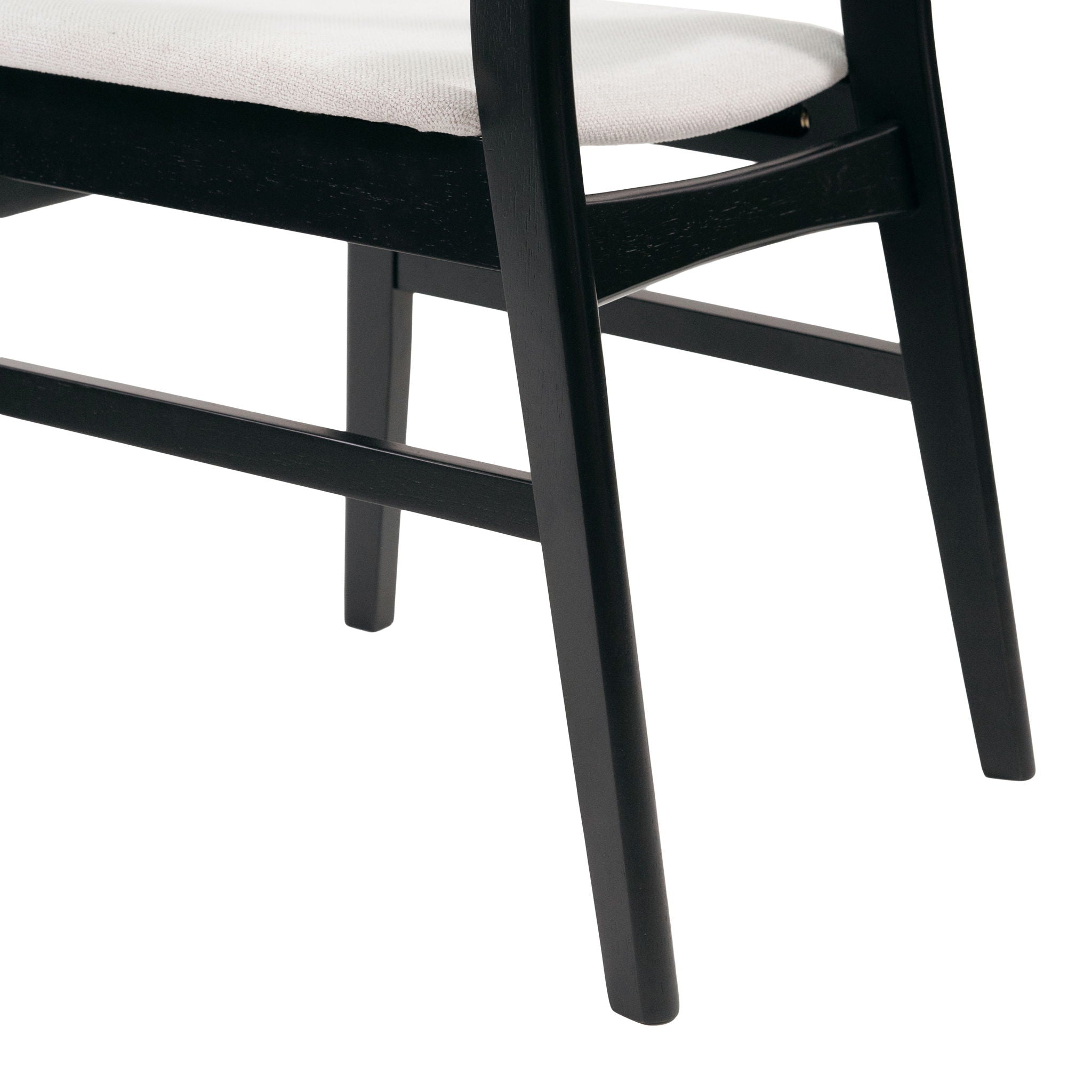 Dining Chairs With Upholstered Seat (Set of 2) - Black / Light Beige