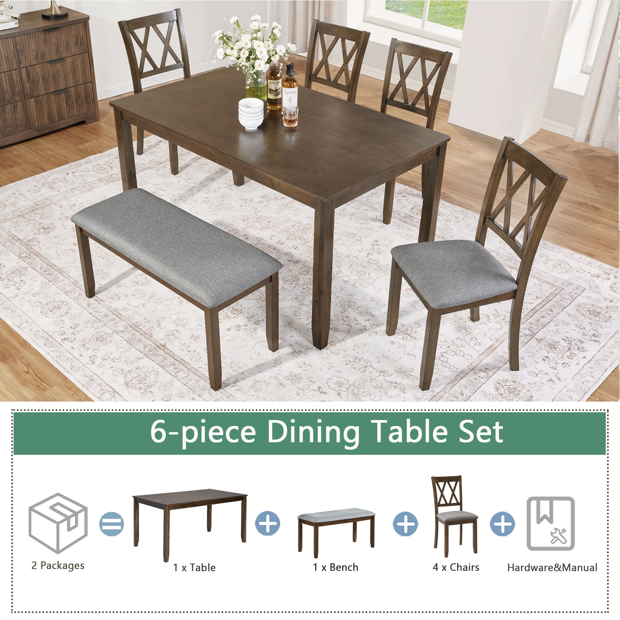 Modern Dining Set With Upholstered Chairs