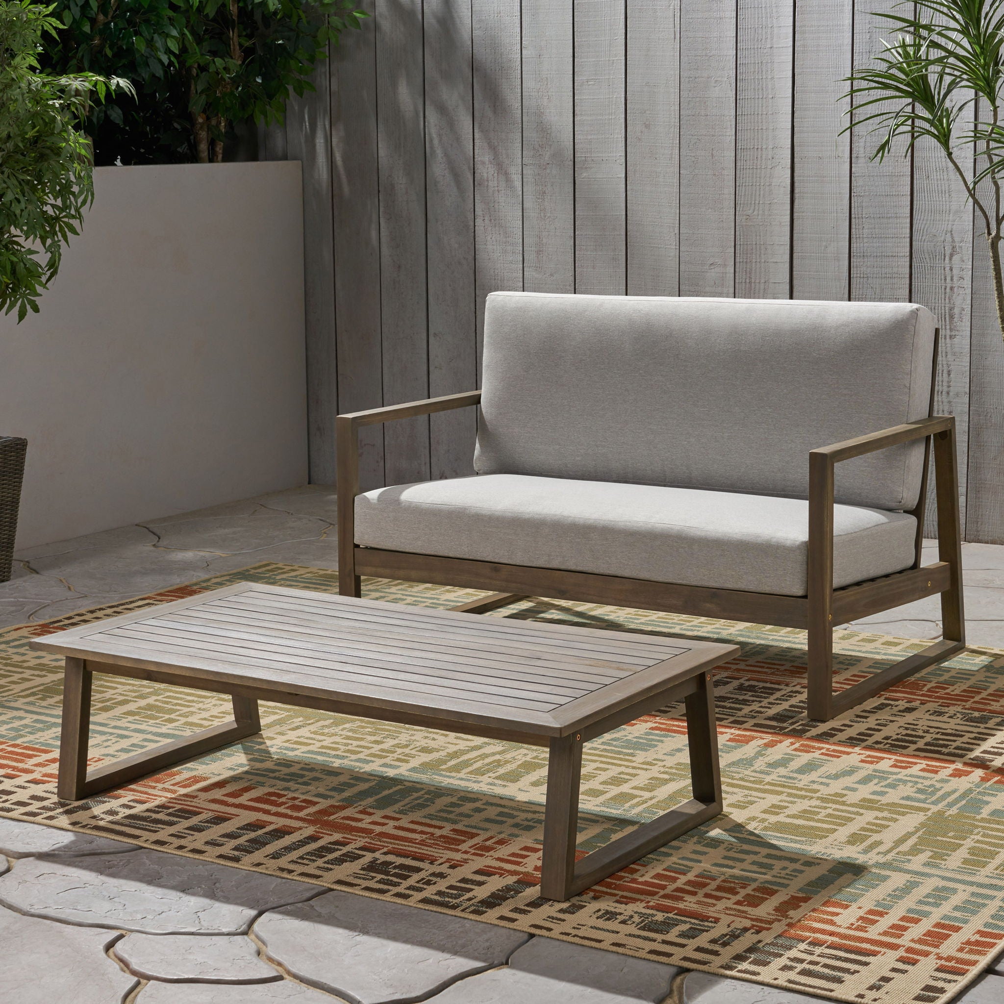Belgian - Loveseat & Coffee Table Set With Water Resistant Cushions
