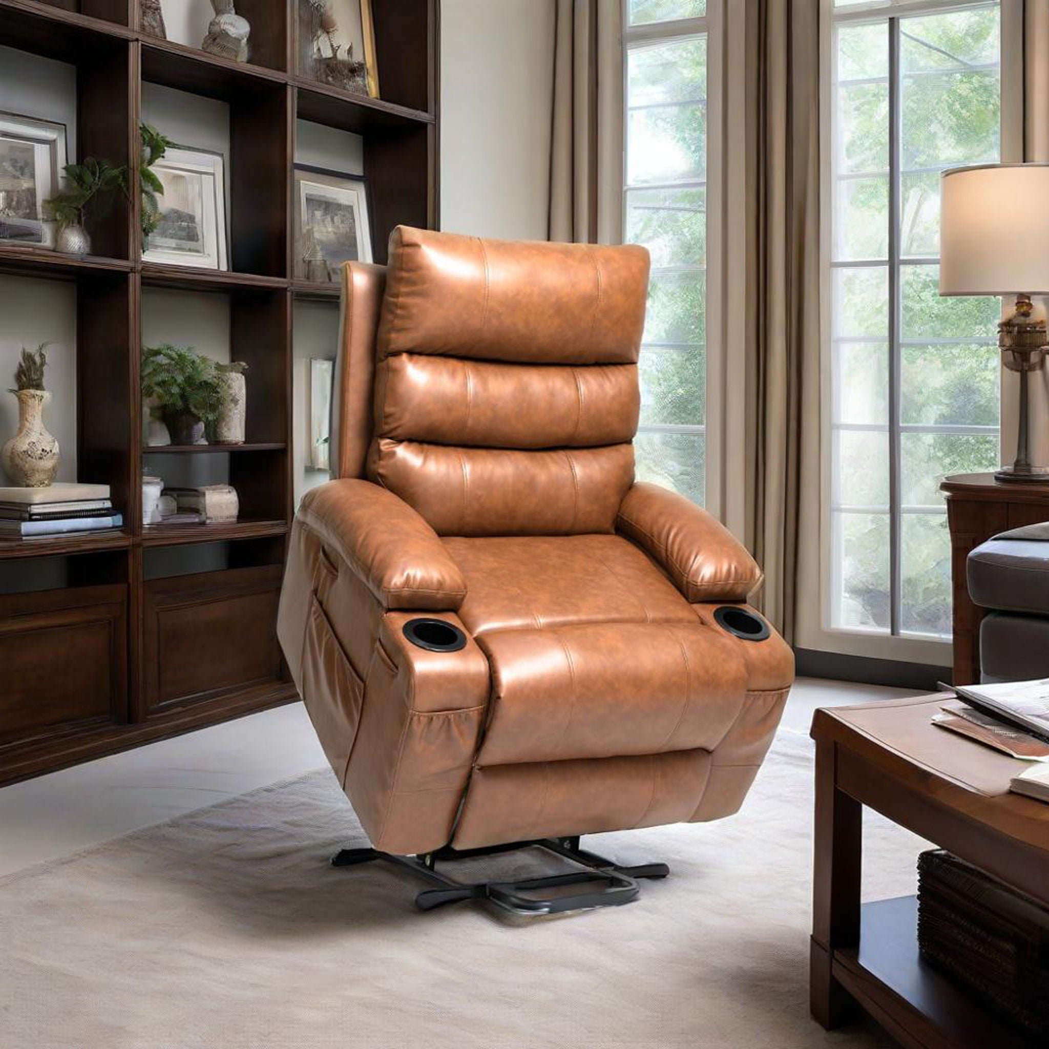 Large Size Electric Power Lift Recliner Chair Sofa With 8 Point Vibration Massage And Lumbar Heat
