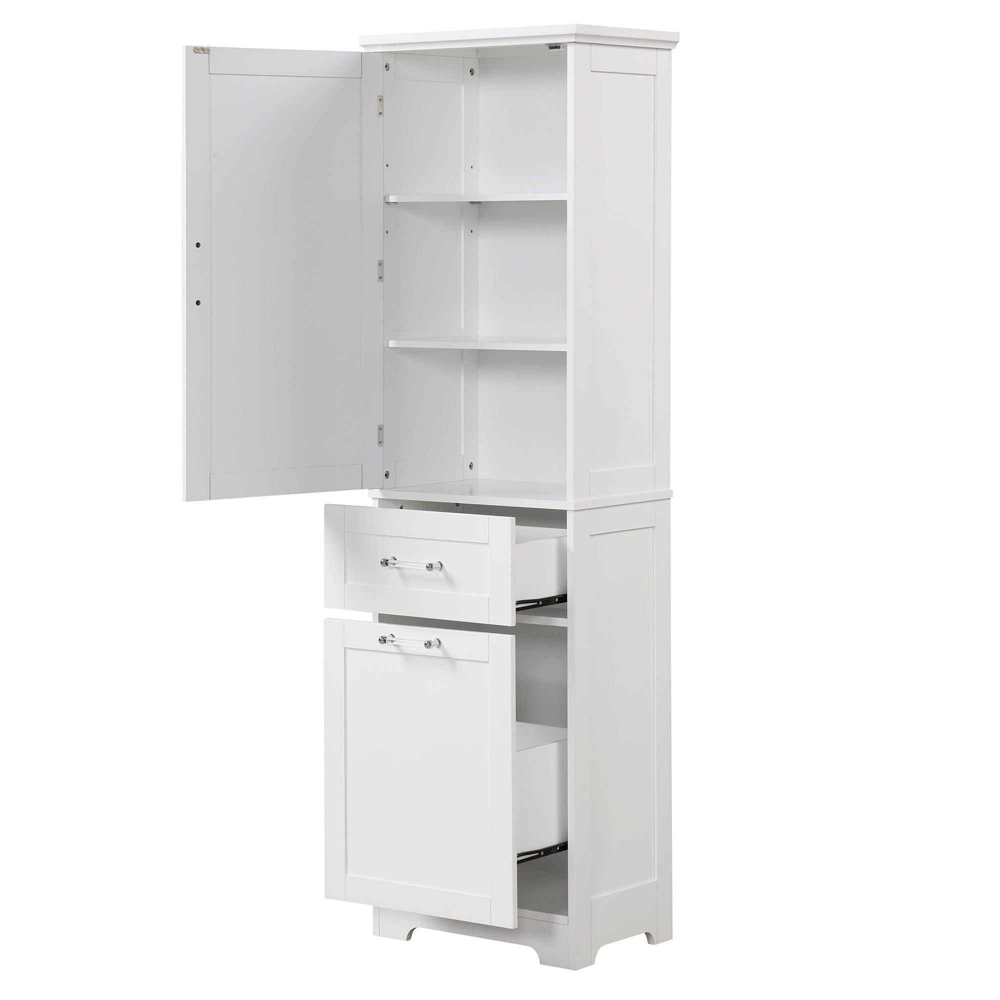Tall Freestanding Bathroom Storage Cabinet With Adjustable Shelf And 2 Drawers