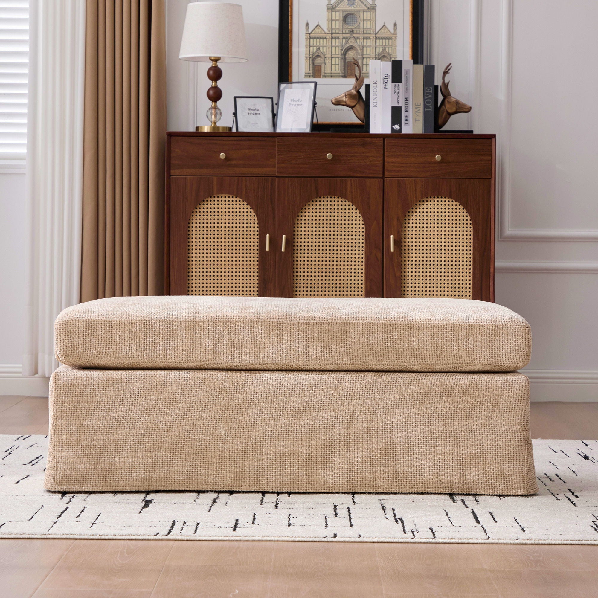 Ottoman Foot Stool With Metal Legs