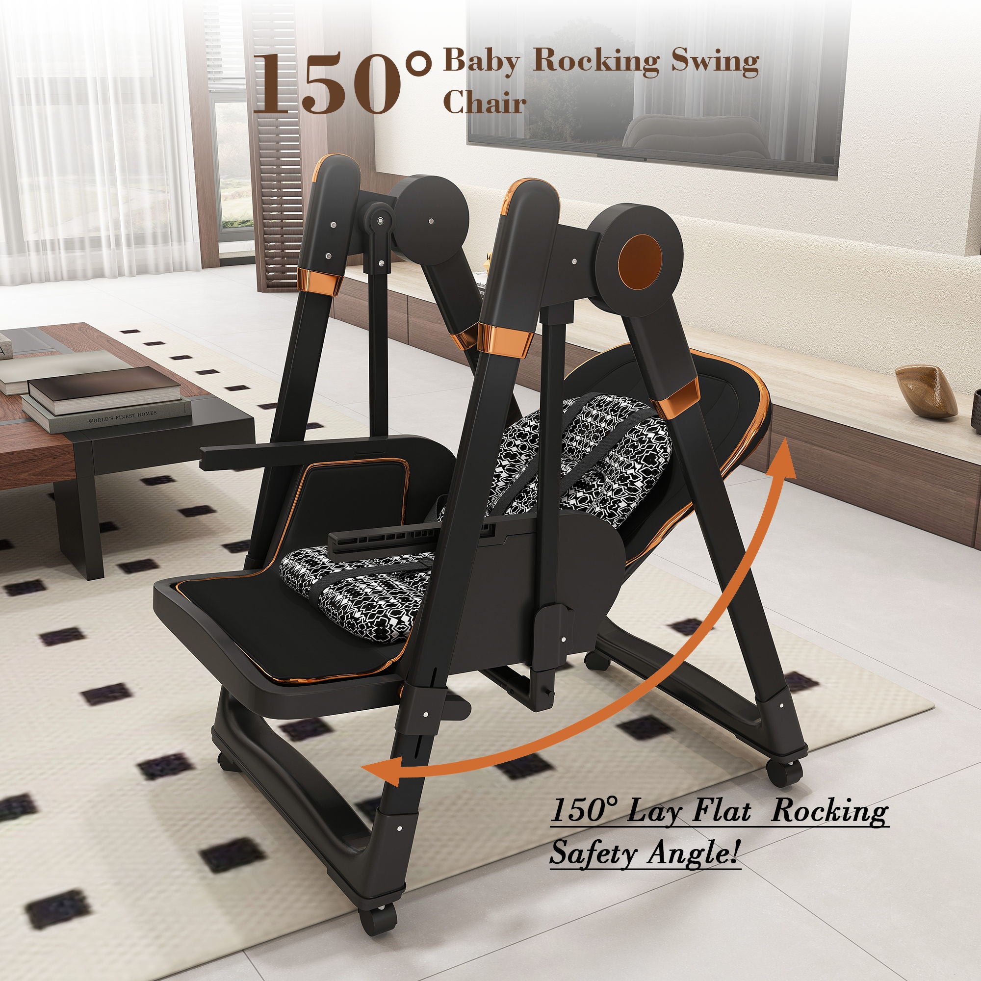 Convertible Baby High Chair To Rocker With 5 Point Harness