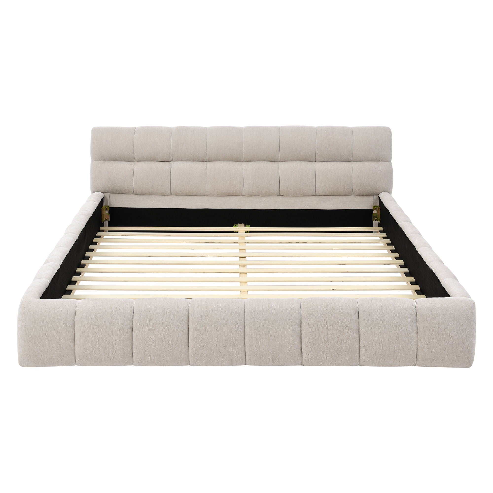 Modern Platform Bed Frame With Thick Fabric