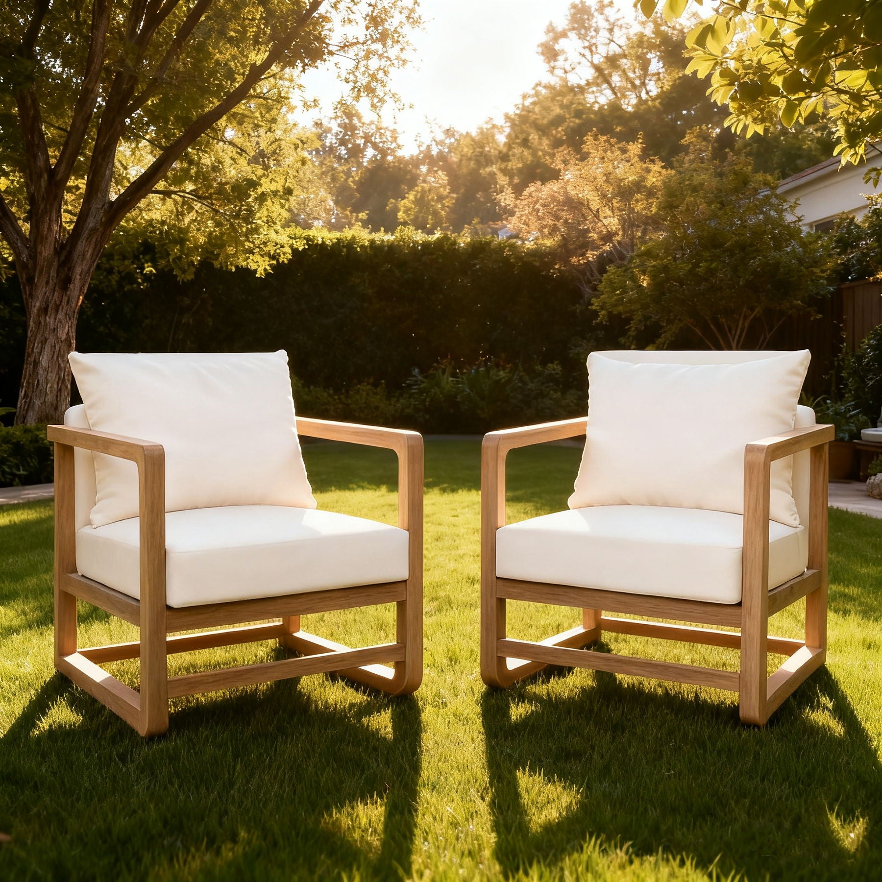 Outdoor Lounge Chair With Oversized Cushion Set For Patio