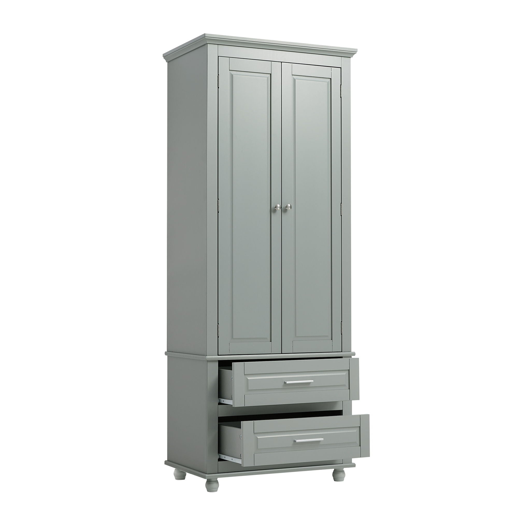 Tall Storage Cabinet With 2 Drawers For Bathroom