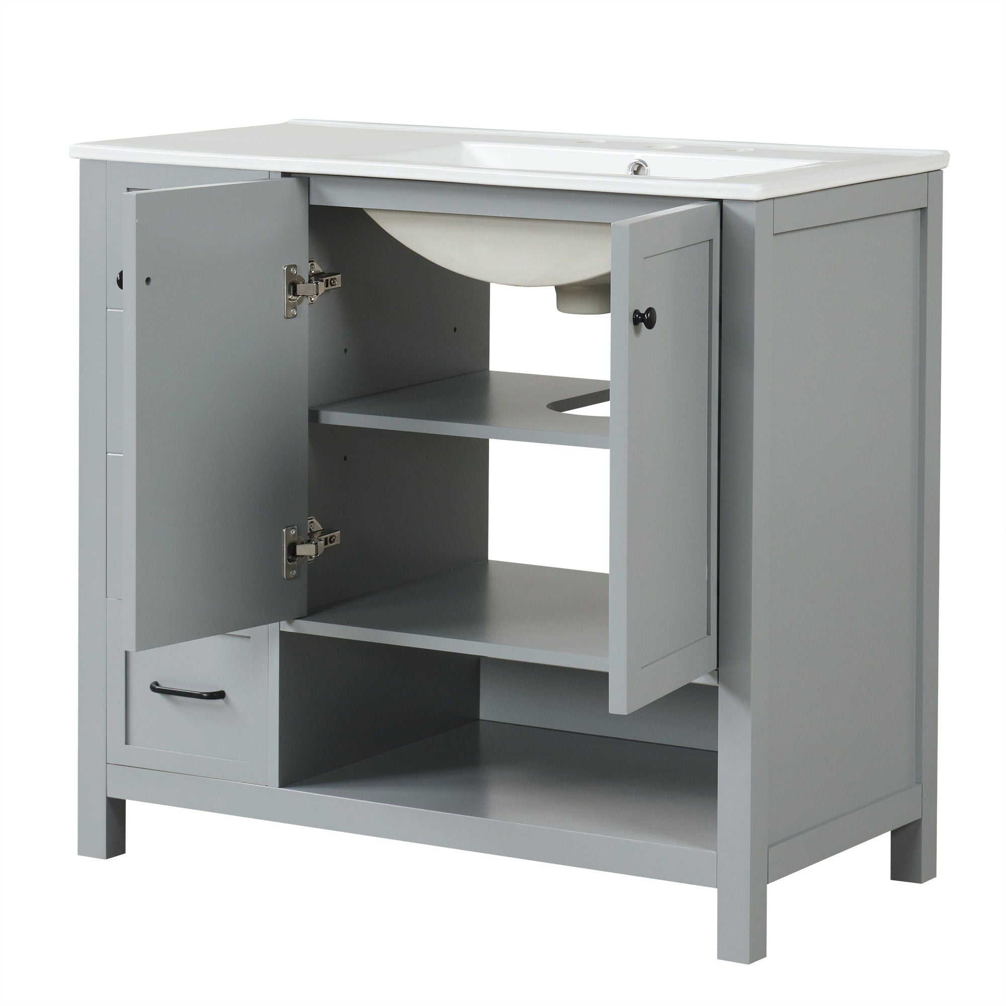 Modern Bathroom Vanity With Sink Top, 2 Doors And 2 Drawers