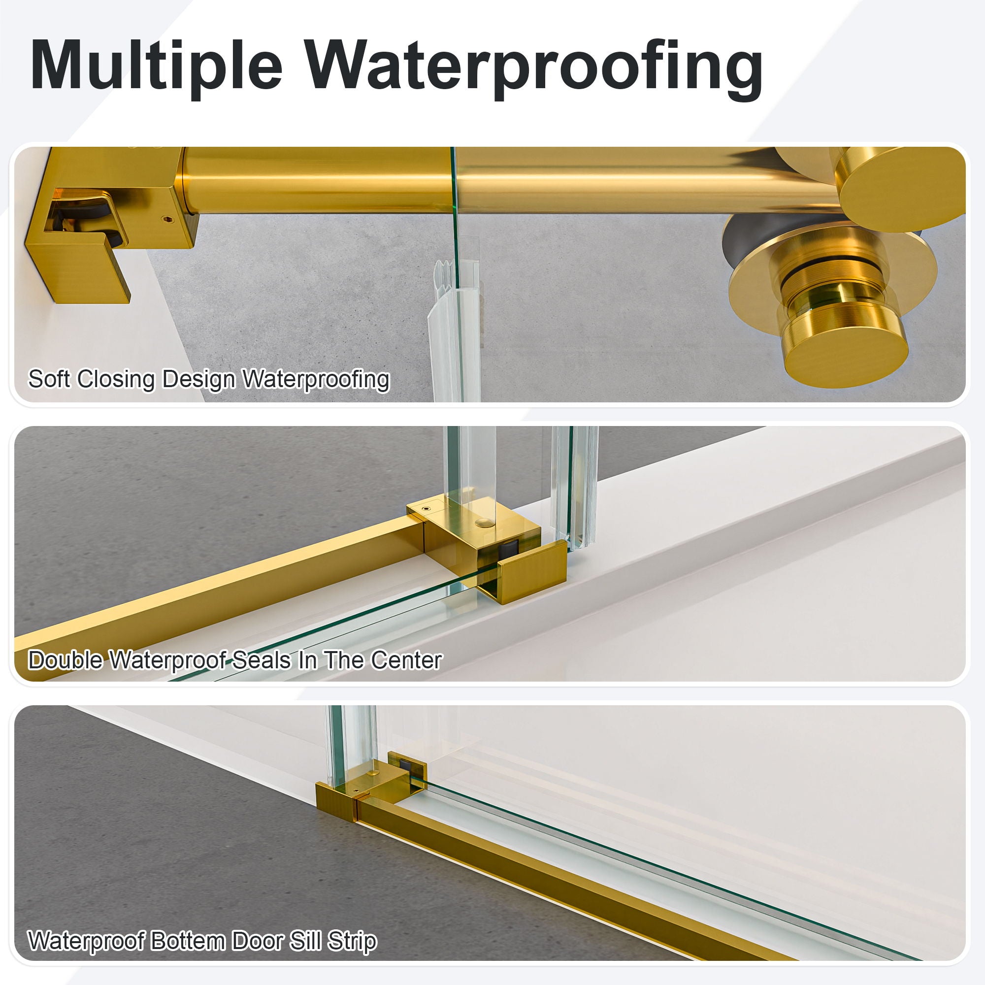 Frameless Single Sliding Shower Door With Clear Tempered Glass