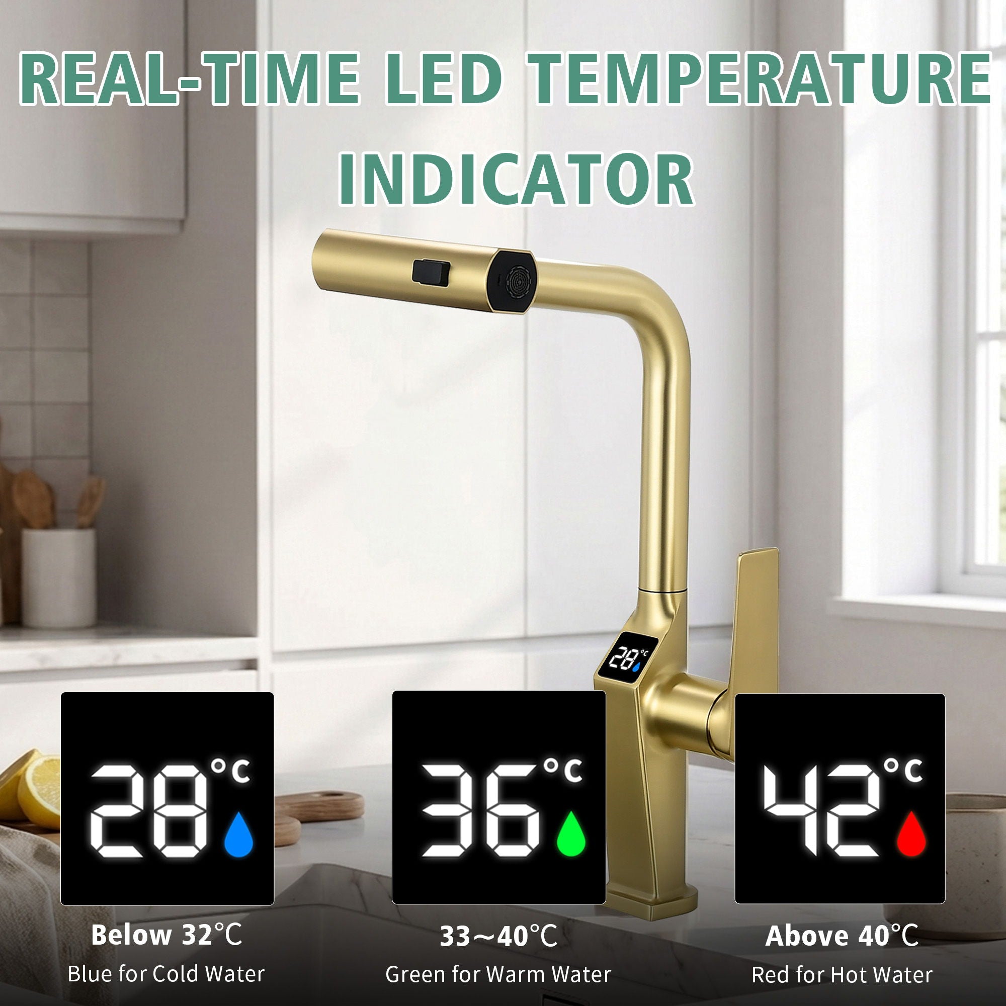 Touchless Kitchen Faucet With LED Display
