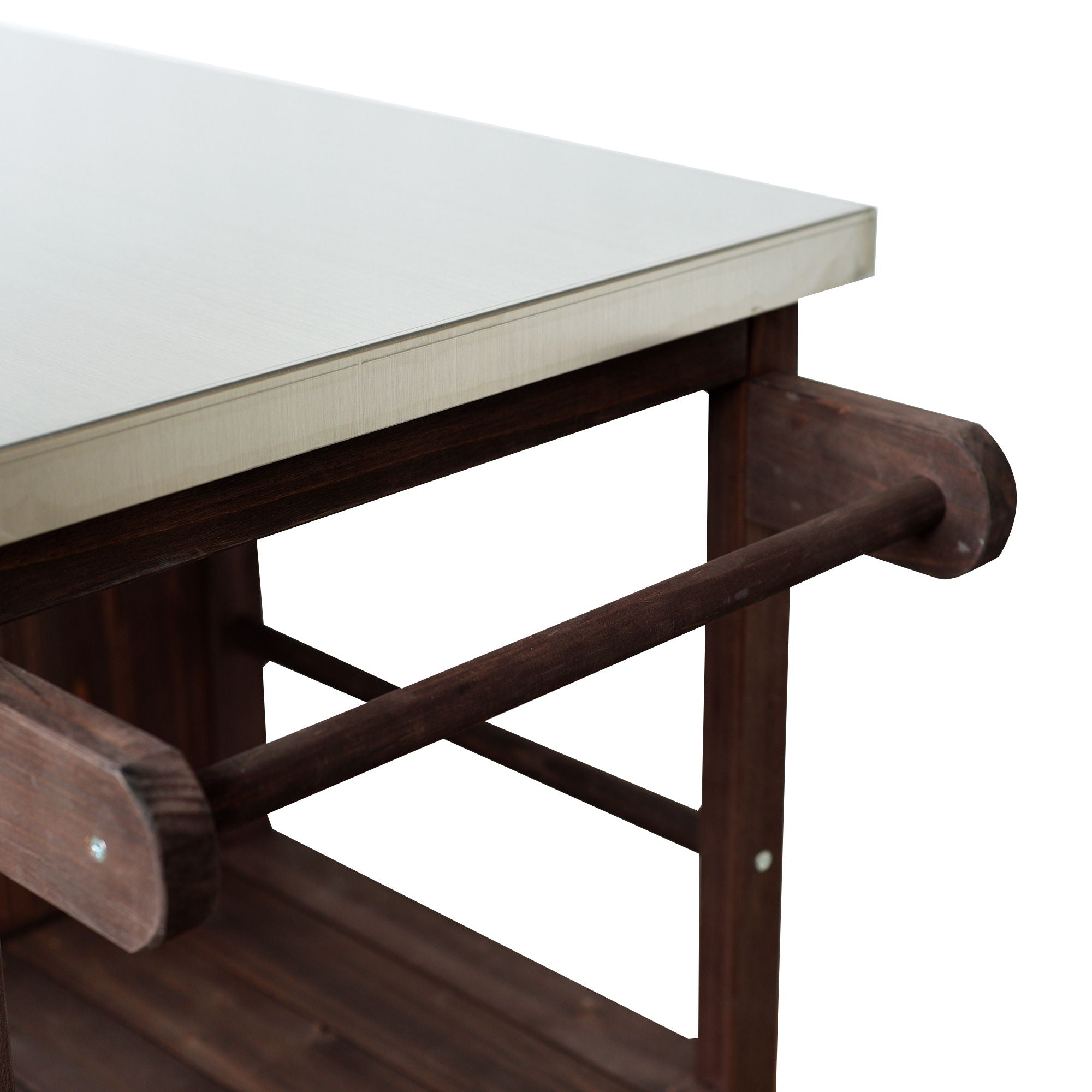 Outdoor Kitchen Island Prep Station With Lockable Wheels, Ample Storage, Towel & Spice Racks