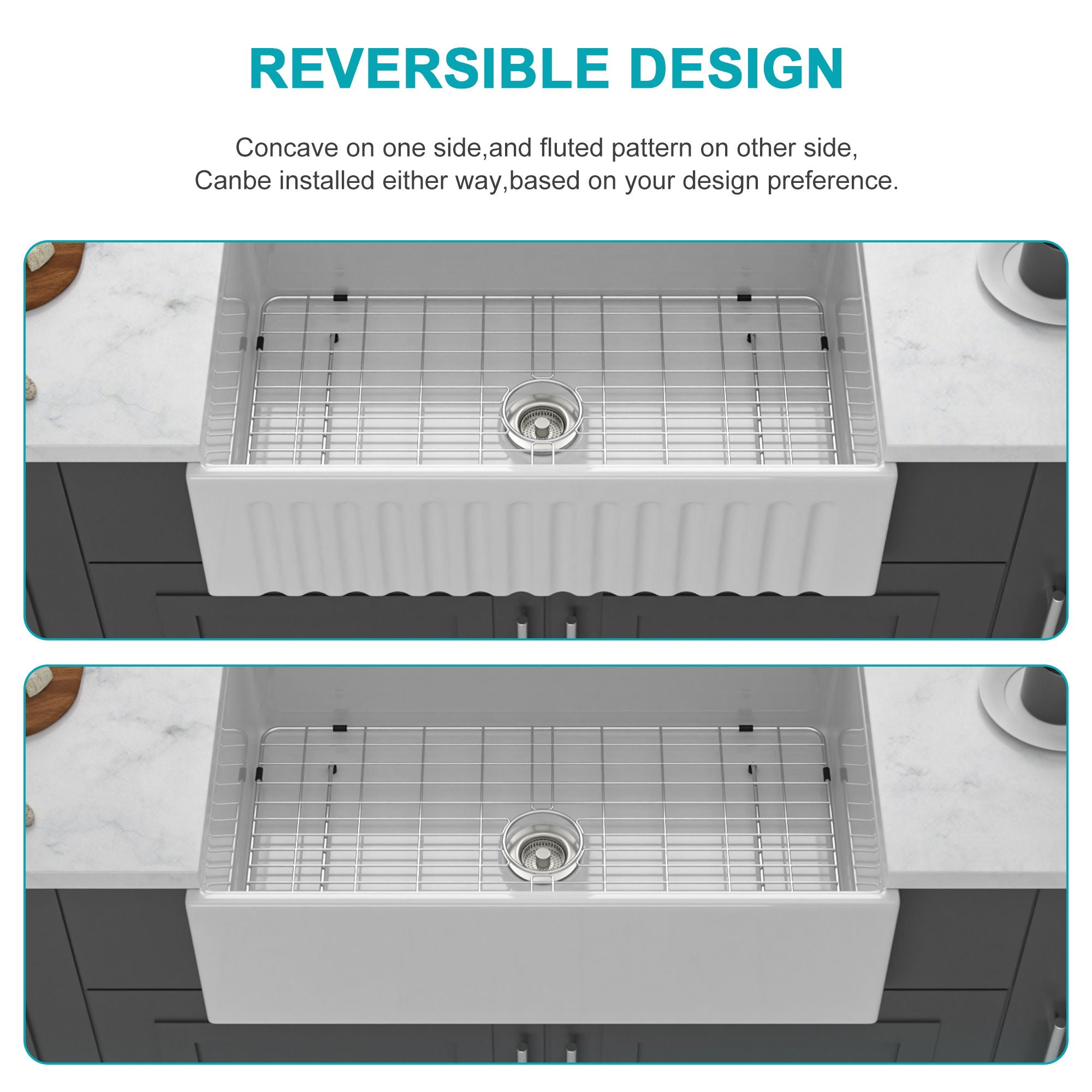 Workstation Single Bowl Apron Front Kitchen Sink - White