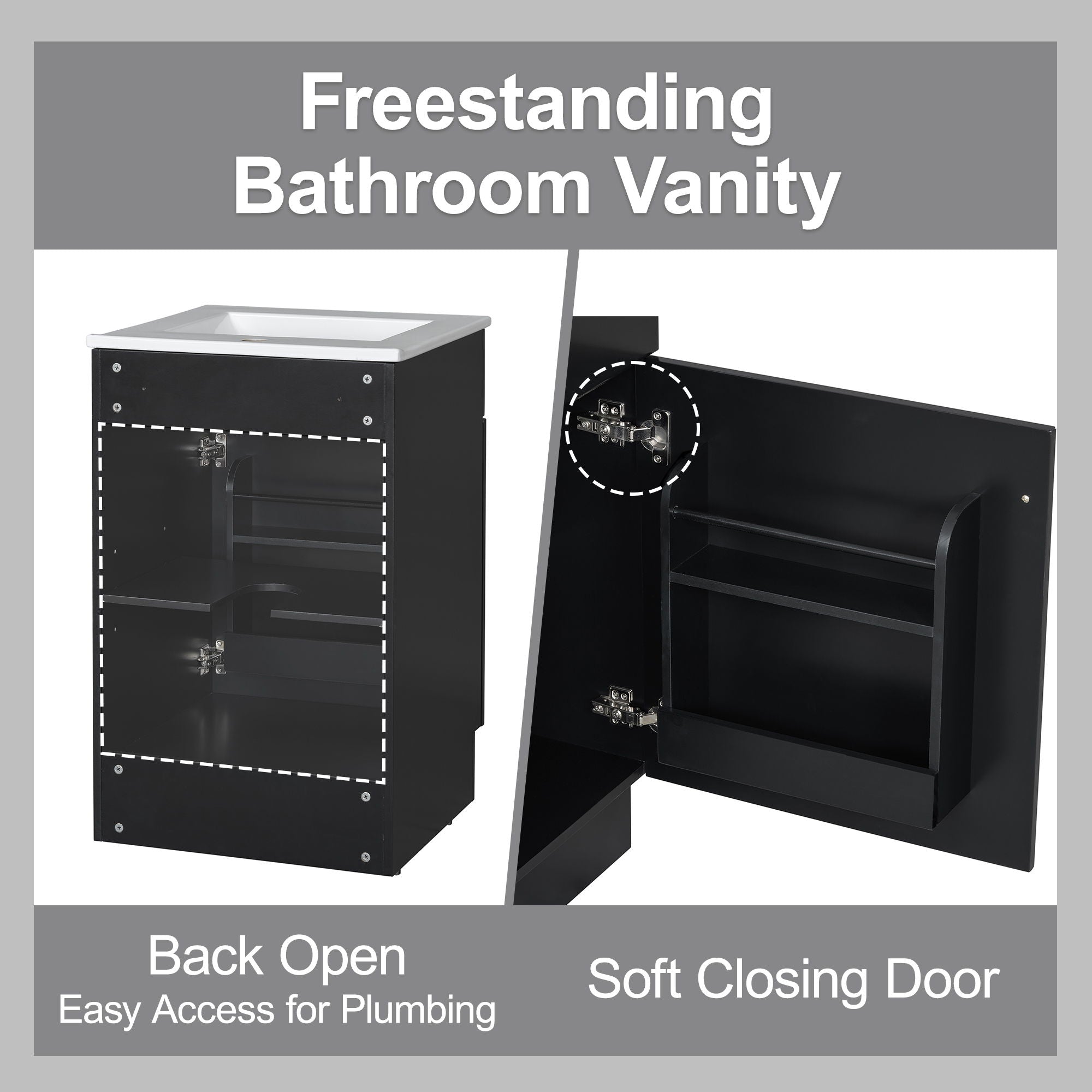 Bathroom Vanity With Sink, Cabinet With Adjustable Shelf