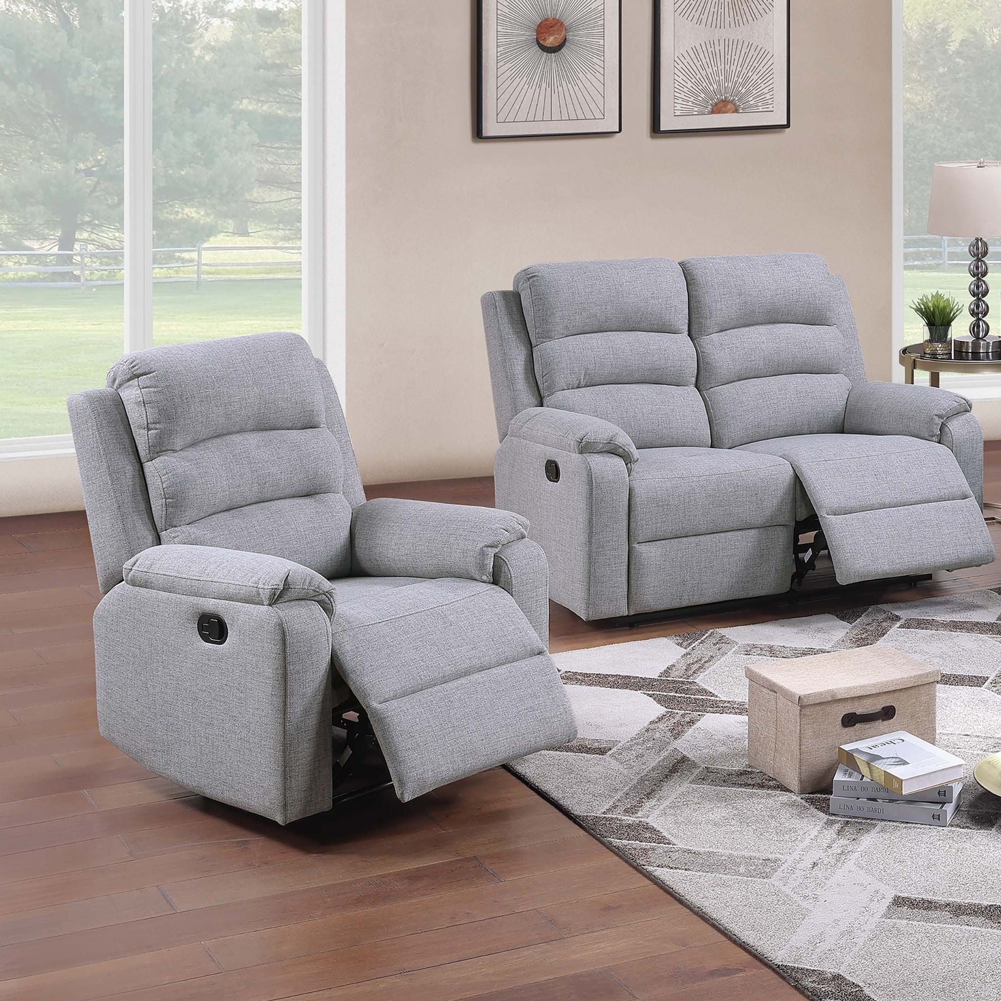 Modern Living Room Set With Manual Recliner