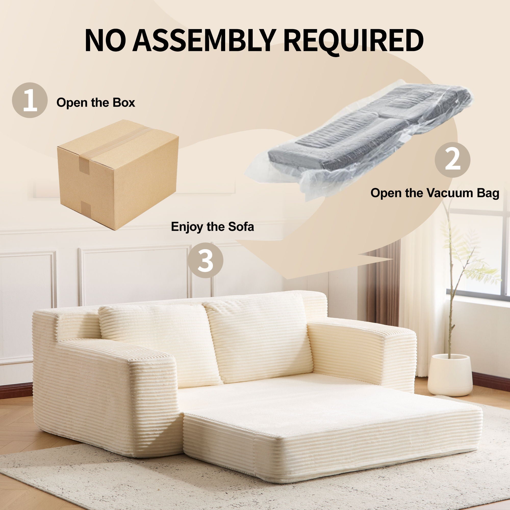 Comfortable Deep Seat Loveseat Sofa Bed, Reversible Cushion With Pillows