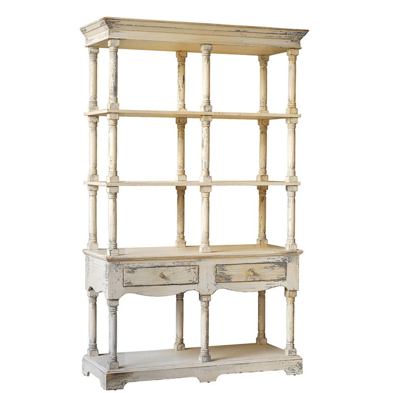 Adela - French Country Bookcase Display Storage Shelf Etageres - Antique White