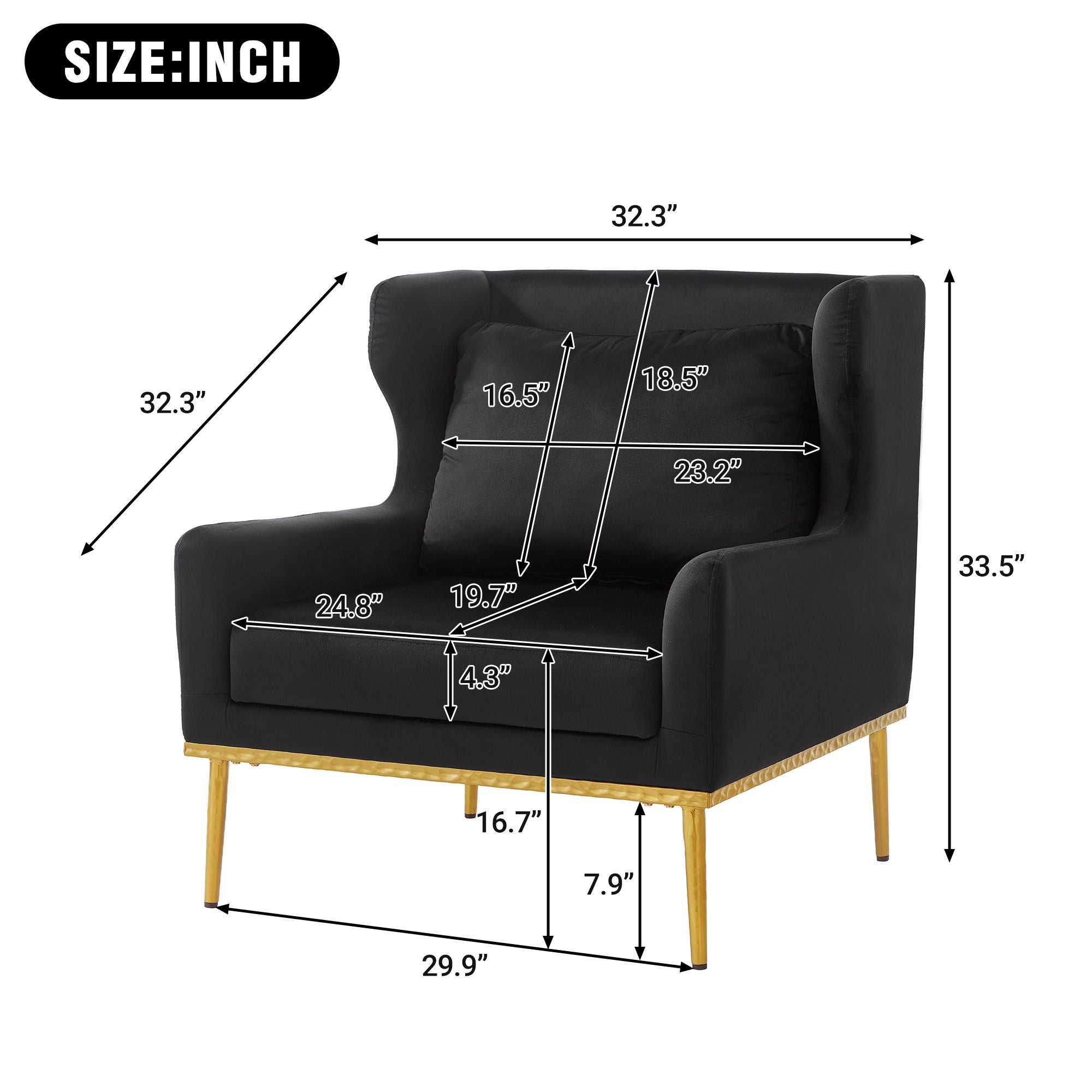 Elegant Curved Armrest Accent Armchair