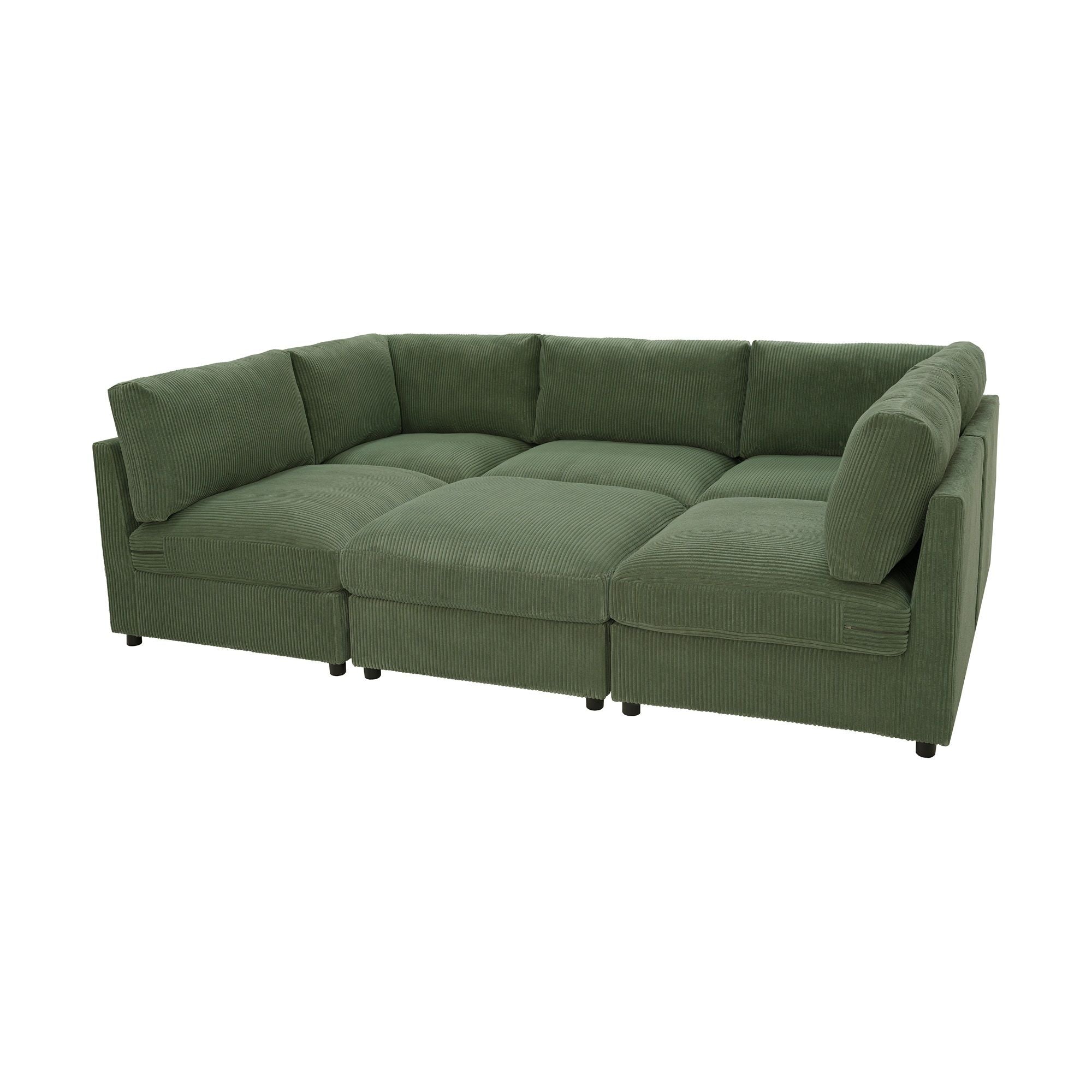Reversible Modular Sectional & Custom Configuration And Premium Upholstery - Dark Green