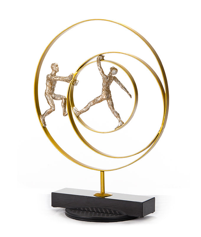 SZ0240 Modern Bronze Acrobats-Rings Sculpture