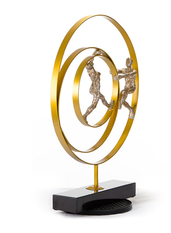 SZ0240 Modern Bronze Acrobats-Rings Sculpture