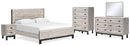 Vessalli Beige Panel Bed with Dresser