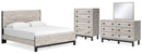 Vessalli Beige Panel Bed with Dresser