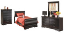 Huey Vineyard Black Sleigh Bedroom Set