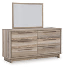 Hasbrick Queen Panel Bed with Mirrored Dresser, Chest and 2 Nightstands
