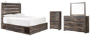 Drystan Twin Panel Bed with 2 Storage Drawers with Dresser