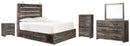 Drystan Twin Panel Bed with 2 Storage Drawers with Dresser