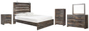 Drystan Queen Panel Bed with Mirrored Dresser and Nightstand