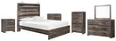 Drystan Queen Panel Bed with Mirrored Dresser and Nightstand